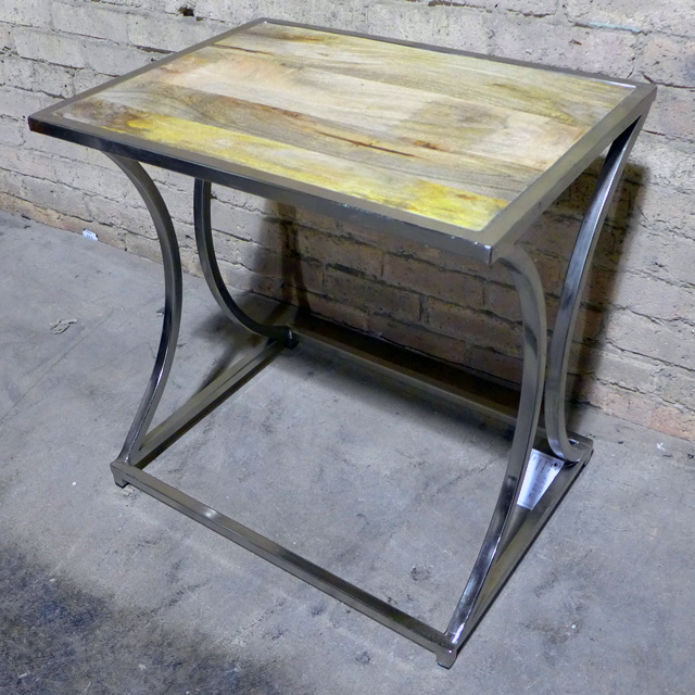 Iron and Wood Side Table Nadeau Chicago