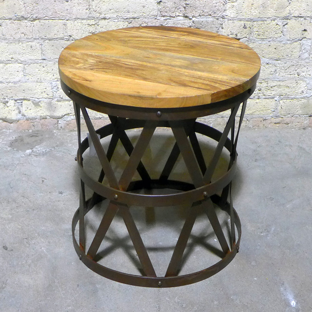 Iron And Wood Side Table Nadeau Chicago