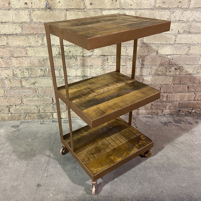Iron And Wood Shelf On Wheels Nadeau Chicago