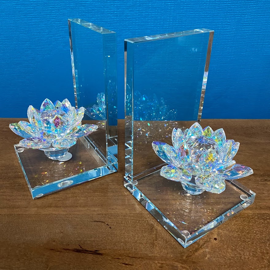 Crystal Lotus Bookends Rainbow Nadeau Chicago