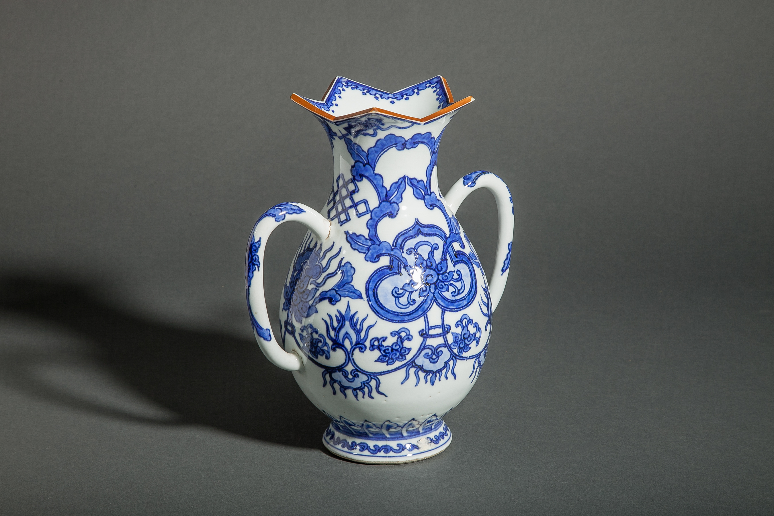 Antique Japanese Unusually Shaped Blue and White Vase Naga Antiques