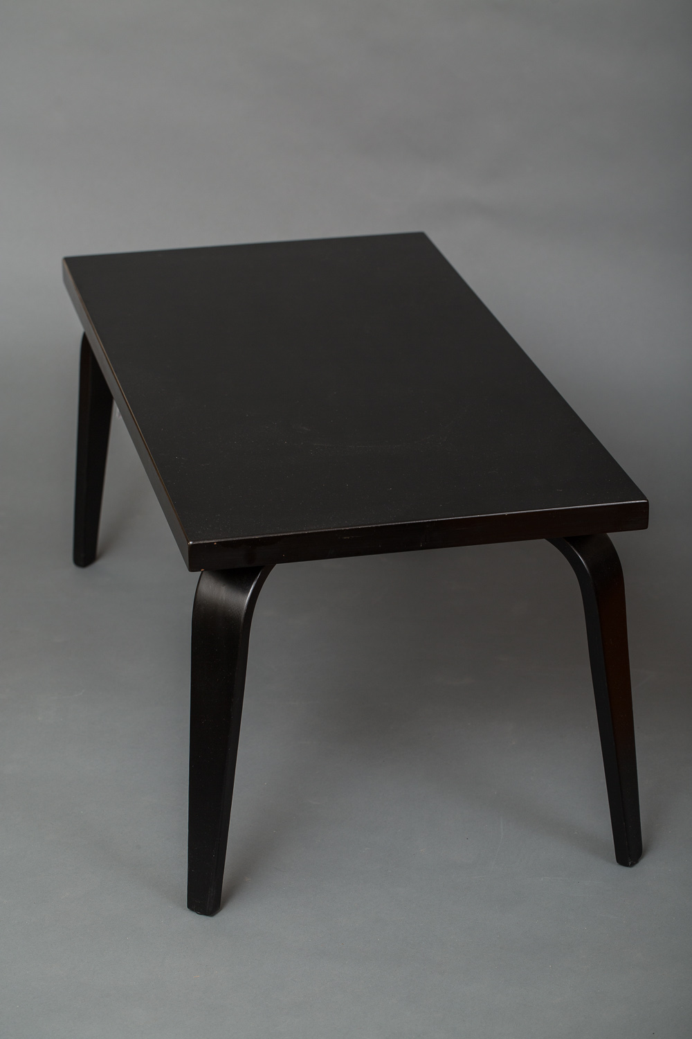 Black Lacquer Prouve Style Bent Wood Leg Table Naga Antiques