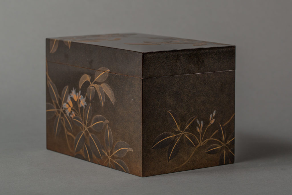 Japanese 19th Century Lacquer Tea Box (Chabako) with Flower Design