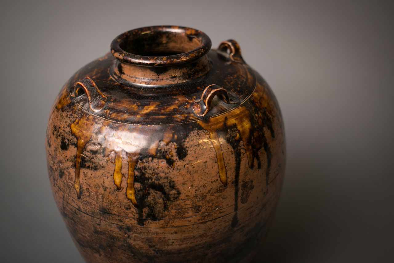 Japanese Setoware Earthen Jar Naga Antiques