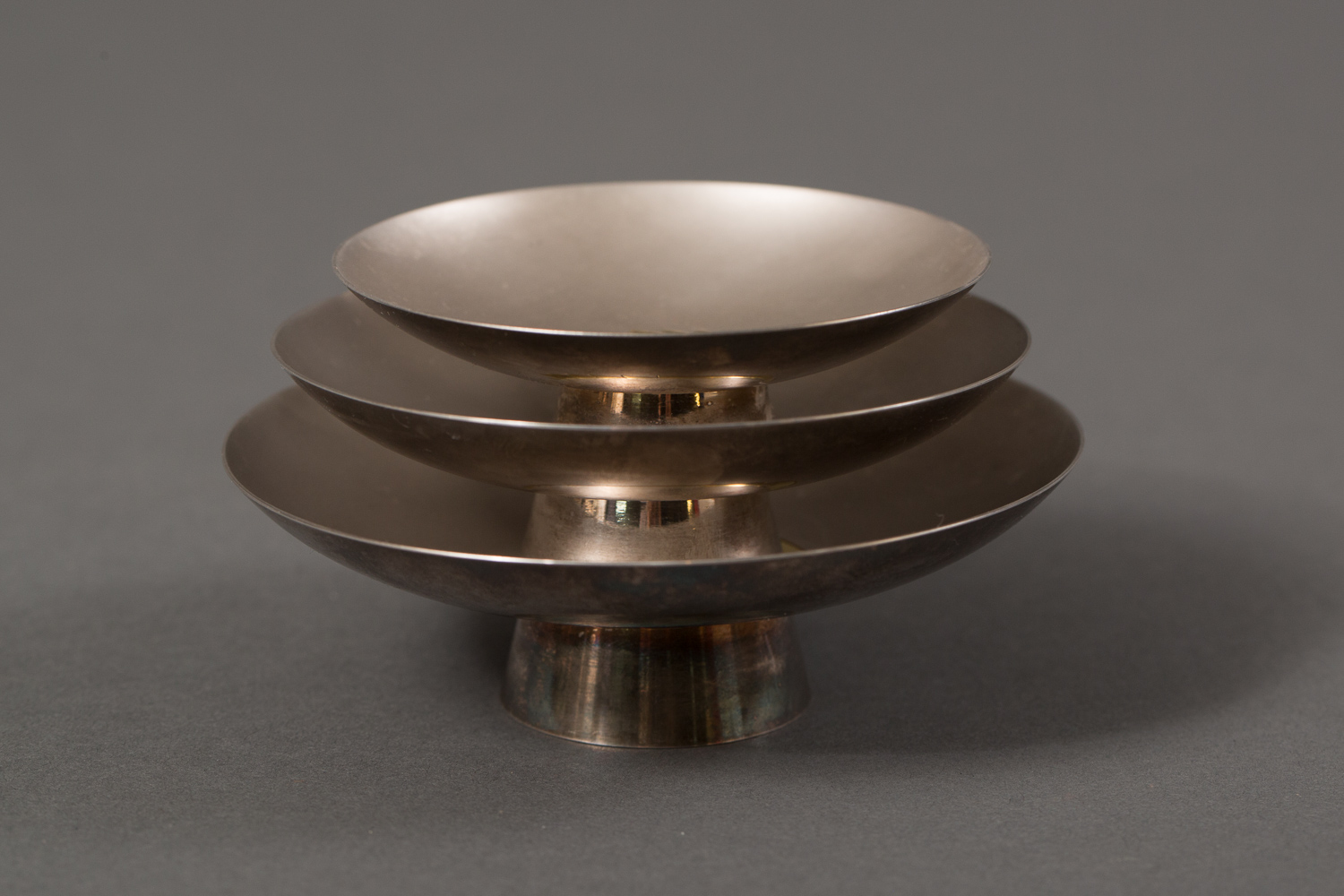 Japanese Three Piece Silver Sake Cups Naga Antiques