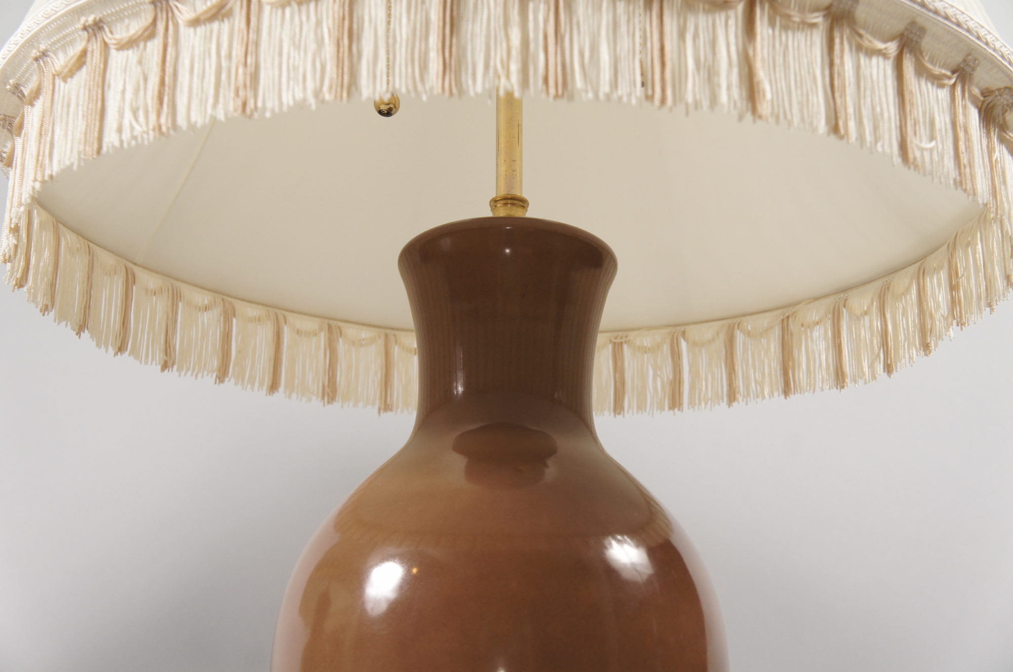 Pair of Ceramic Lamps with Custom Silk Pleated Shade Naga Antiques