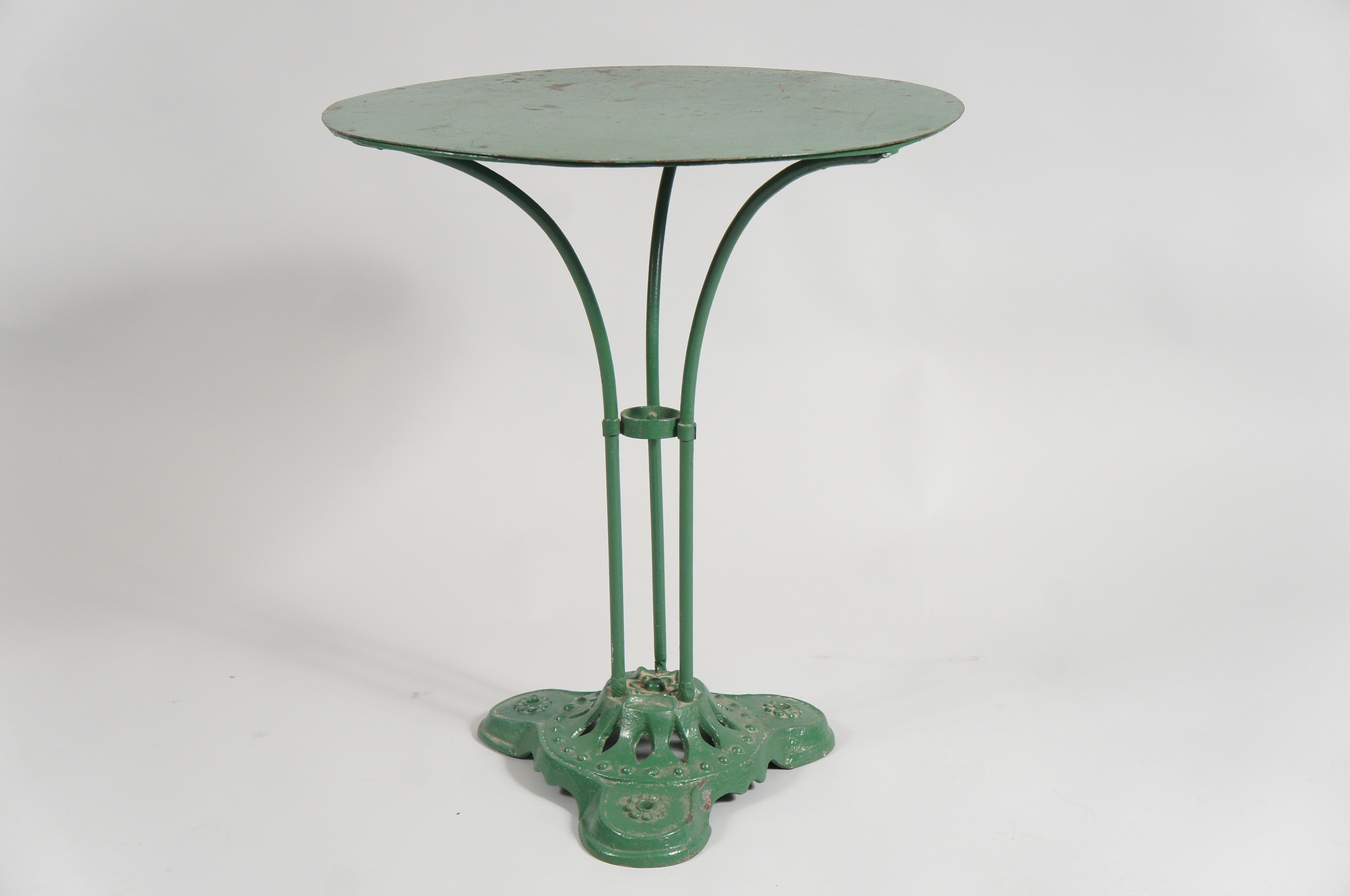 Single French Green Pedestal Iron Garden Table Naga Antiques