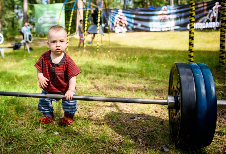 Strong boy named Angus strength training