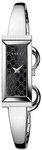 Gucci YA127512 Bangle Style Timeless G-Frame Silver Tone Mirror Finish Black Dial