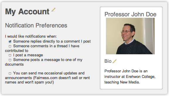 Account page