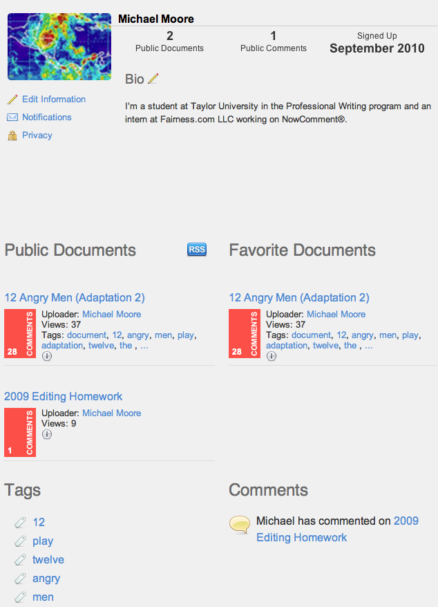 account page