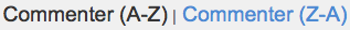 Sort comment options by Commenter