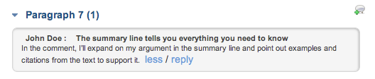 Summary line and comment