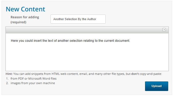 This is the window where information about and the content of what you are adding is input