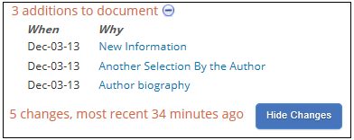 This is how more complete information about changes made are listed