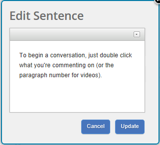The Edit Sentence Window, featuring the sentence edited