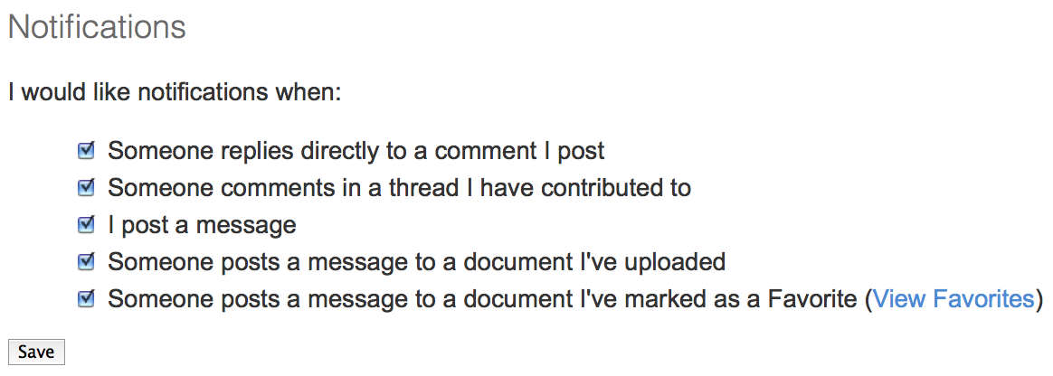 email notification options