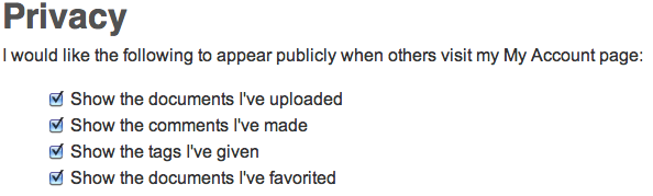 privacy options