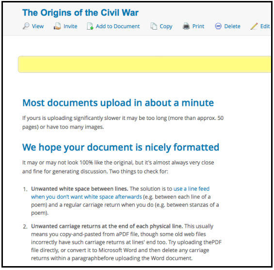 Upload is in-process screen