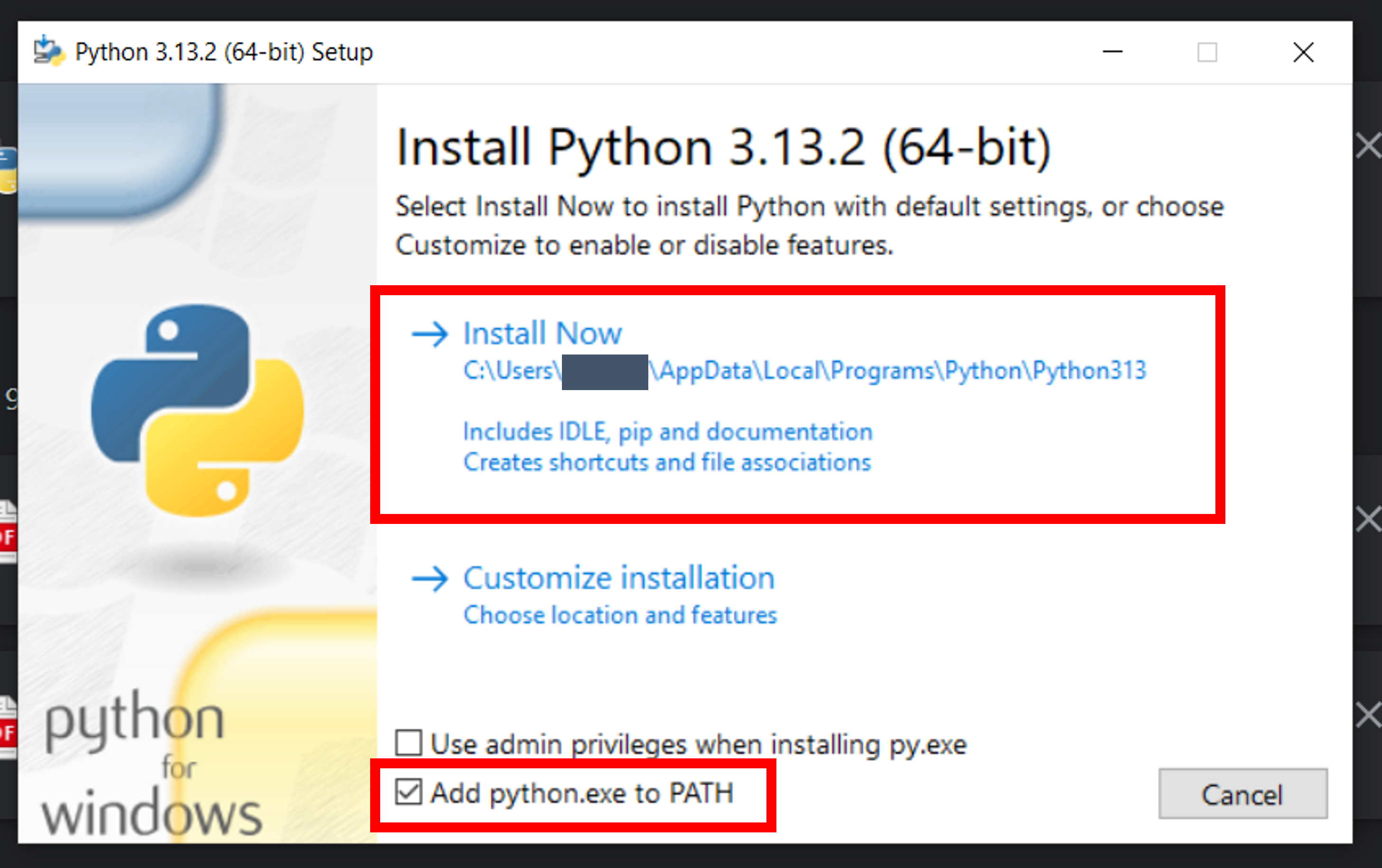 Add python.exe to PATH