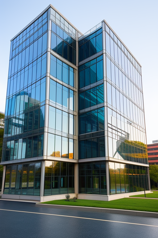 building with full of glass rectangular and squire shape

