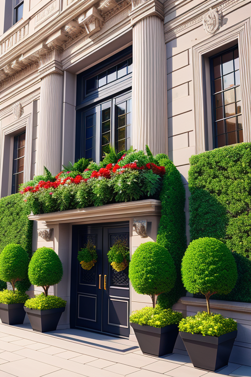 building with planters 

