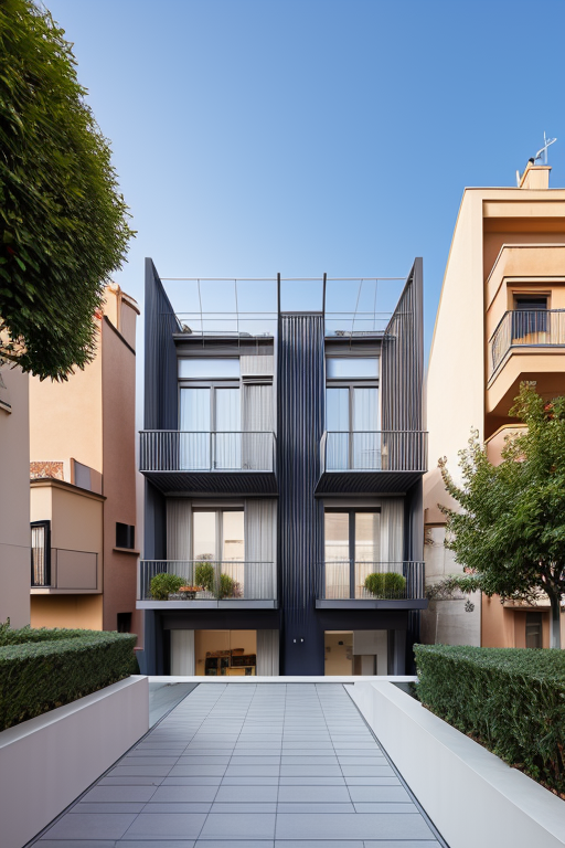 , Townhouse, designed by Norman Foster, Modern Architecture, morning, in Barcelona