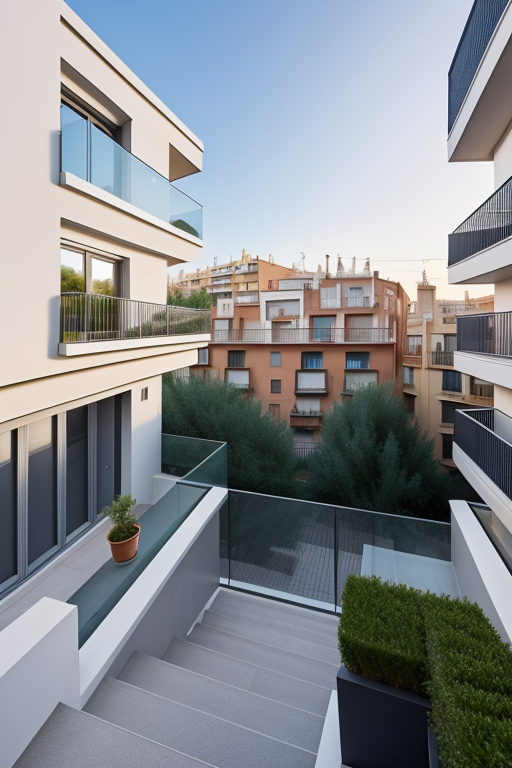 , Townhouse, designed by Norman Foster, Modern Architecture, morning, in Barcelona