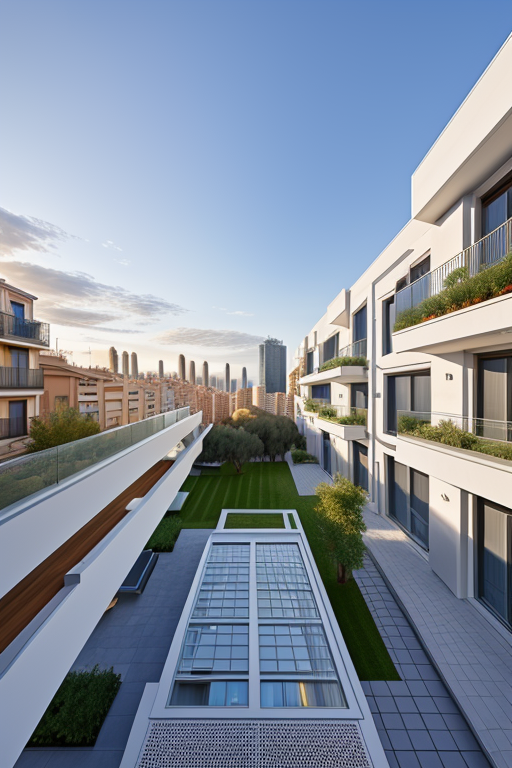 , Townhouse, designed by Norman Foster, Modern Architecture, morning, in Barcelona