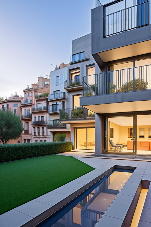, Townhouse, designed by Norman Foster, Modern Architecture, morning, in Barcelona, Mansion, designed by Frank Gehry, Hotel, designed by Norman Foster