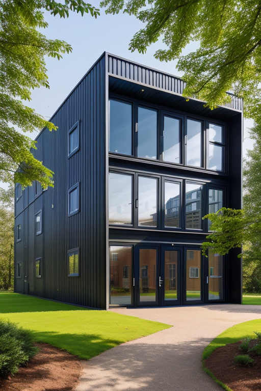 Home, High Rise, designed by Richard Rogers, Warehouse, Modern Architecture, afternoon, in the forest, Mosque