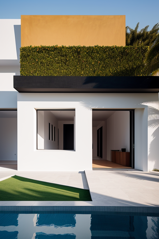 House of a photographer architecture and the style is minimalist in Mexico, at golden hour and be realist professional
