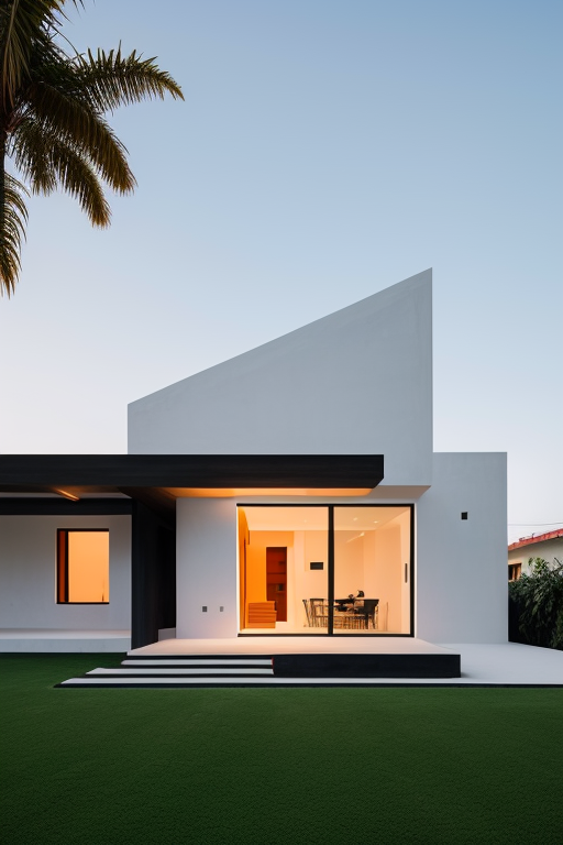 House of a photographer architecture and the style is minimalist in Mexico, at golden hour and be realist with boys
