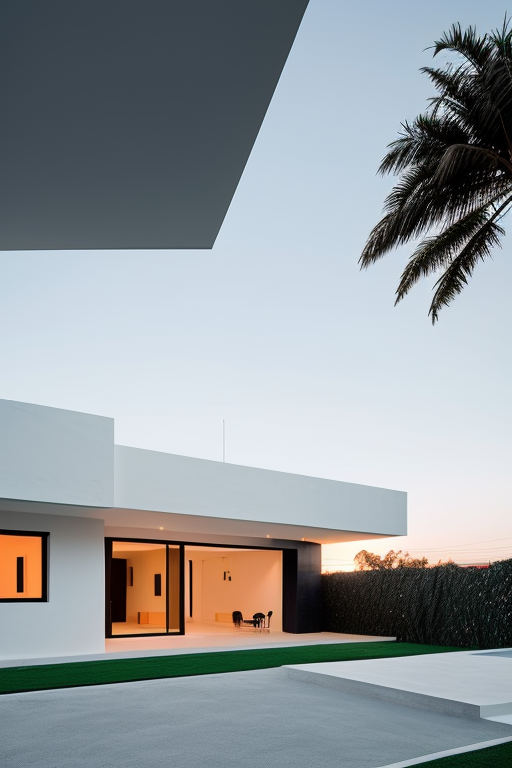 House of a photographer architecture and the style is minimalist in Mexico, at golden hour and be realist with kids

