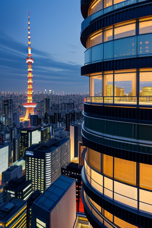 , Hotel, designed by Richard Rogers, Modern Architecture, night time, in Tokyo