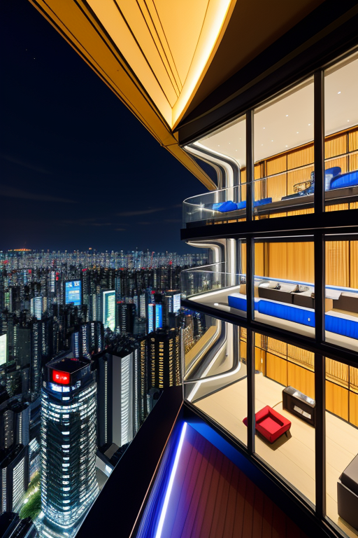 , Hotel, designed by Richard Rogers, Modern Architecture, night time, in Tokyo