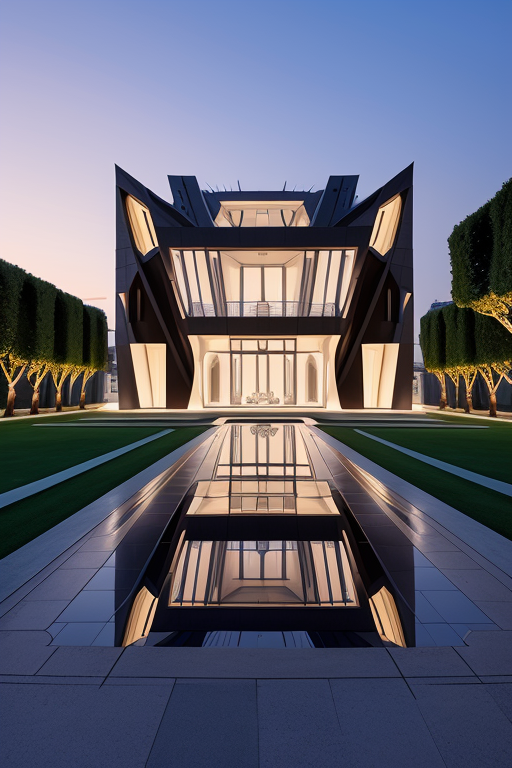 , Villa, in Paris, night time, Constructivism Architecture, designed by Renzo Piano,, designed by Zaha Hadid, Islamic architecture, Constructivism Architecture, sunset, in Paris, designed by Rem Koolhas, Museum
