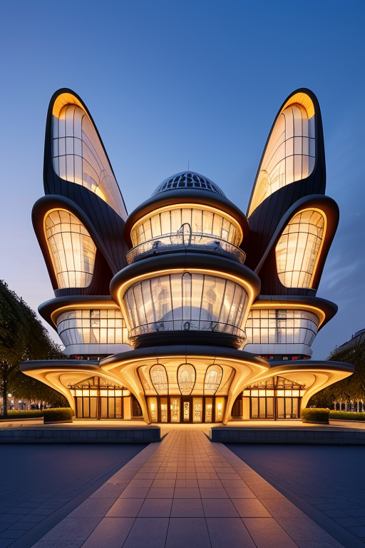 , Museum, sunset, in Paris, Art Nouveau Architecture, designed by Oscar Niemeyer, night time, designed by Richard Rogers, designed by Zaha Hadid, Islamic architecture, designed by Philip Johnson, Bauhaus Architecture