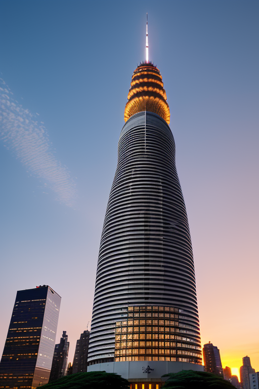 , Tower, designed by Oscar Niemeyer, Modern Architecture, sunset, in New York, in Tokyo