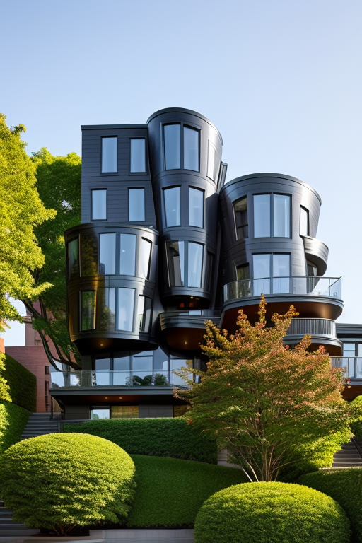 , Mansion, designed by Frank Gehry, Modern Architecture, afternoon, in New York
