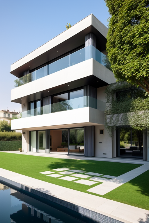 , Villa, designed by Rem Koolhas, Modern Architecture, morning, in Paris