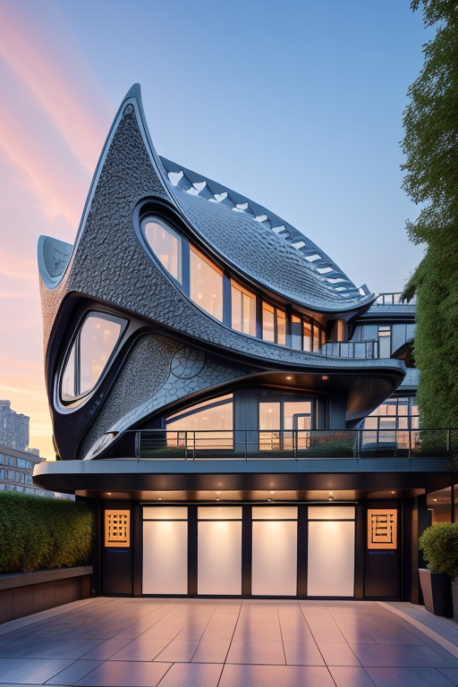 , Garage, designed by Norman Foster, Modern Architecture, morning, in London, sunset, in New York, Chinesearchitecture, designed by Gaudi