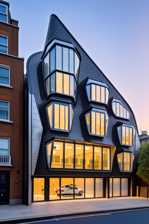 , Garage, designed by Norman Foster, Modern Architecture, morning, in London, sunset, in New York, Chinesearchitecture, designed by Gaudi