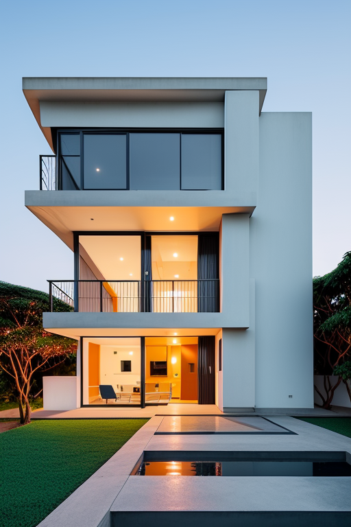 , Townhouse, designed by Oscar Niemeyer, Modern Architecture, sunset, on the beach
