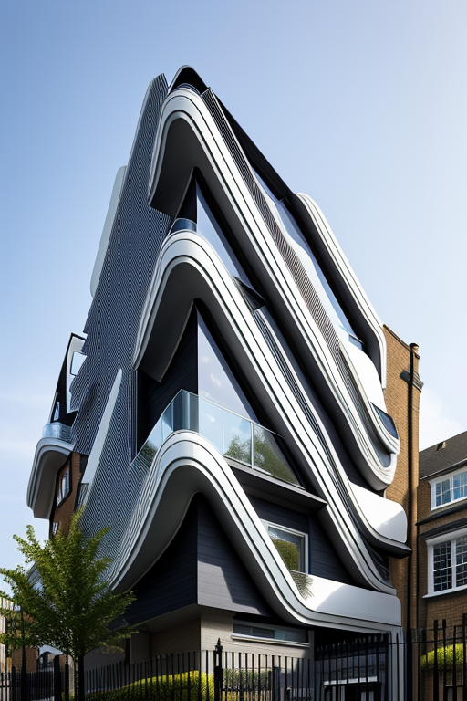 , Townhouse, designed by Zaha Hadid, Modern Architecture, afternoon, in London