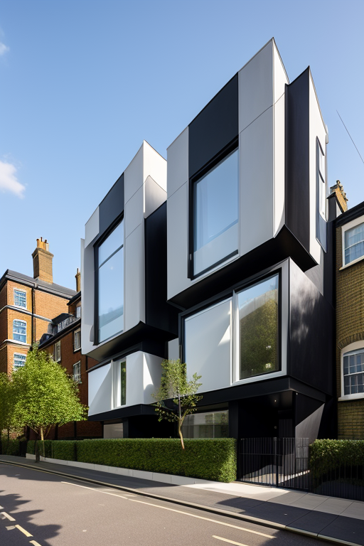 , Townhouse, designed by Zaha Hadid, Modern Architecture, afternoon, in London