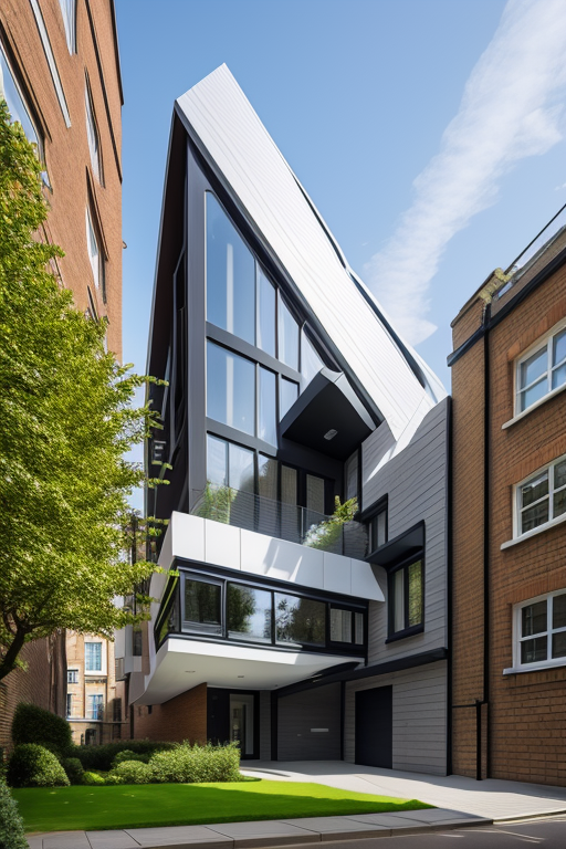 , Townhouse, designed by Zaha Hadid, Modern Architecture, afternoon, in London
