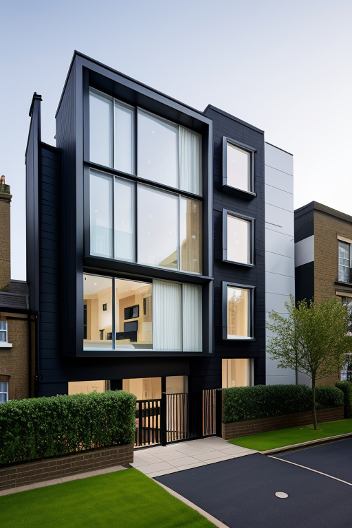, Townhouse, designed by Zaha Hadid, Modern Architecture, afternoon, in London