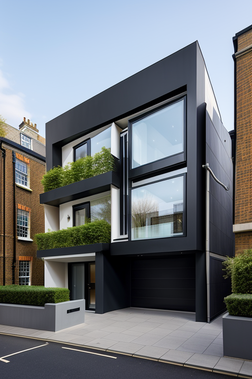 , Townhouse, designed by Zaha Hadid, Modern Architecture, afternoon, in London