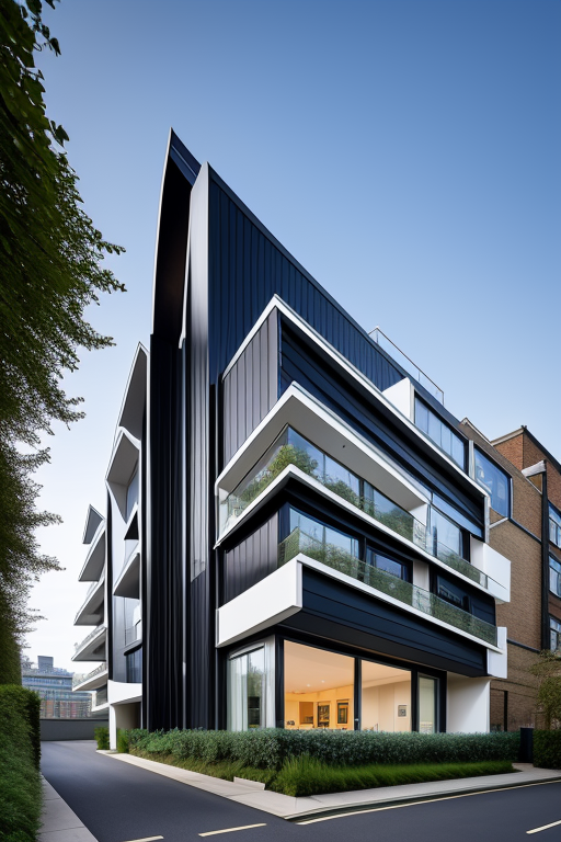 , Townhouse, designed by Zaha Hadid, Modern Architecture, afternoon, in London